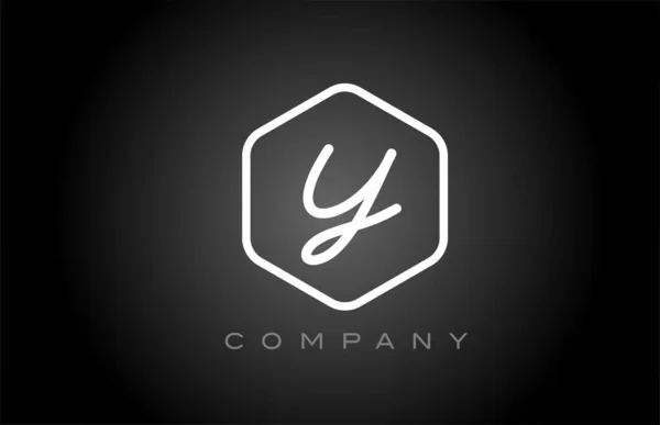 Altıgen Siyah Beyaz Alfabesi Harfi Logo Ikonu Tasarımı Şirket Için — Stok Vektör