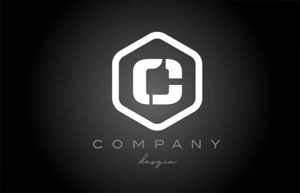 Siyah Beyaz Altıgen Alfabe Harfi Logo Ikonu Tasarımı Şirket Için — Stok Vektör