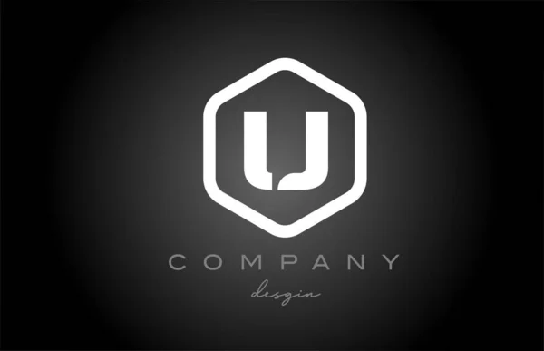 Siyah Beyaz Altıgen Alfabe Harfi Logo Ikonu Tasarımı Şirket Için — Stok Vektör