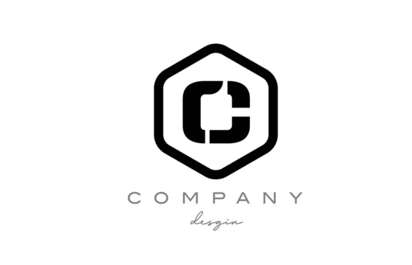 Czarno Białe Logo Litery Ikony Sześciokątem Kreatywny Szablon Dla Firmy — Wektor stockowy