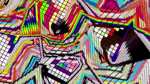 Färgrutor Digital Visuell Animation Loopas Sömlös Abstrakt Färgad Geometrisk Explosiv — Stockvideo
