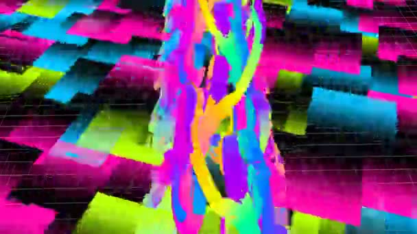 Rainbow shapes digital visual animation. Looped seamless abstract colored geometric explosive effect footage ideal for use in titles, presentations or for VJ use. — Stock Footage Rainbow Shapes Digital Visual Animation Looped Seamless Abstract Colored Geometric — Stock Video