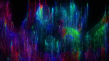 İyonik ışık dijital görsel animasyon. Başlıklarda, sunumlarda veya VJ kullanımında kullanmak için ideal döngüsüz renksiz geometrik patlayıcı etkisi görüntüsü. 