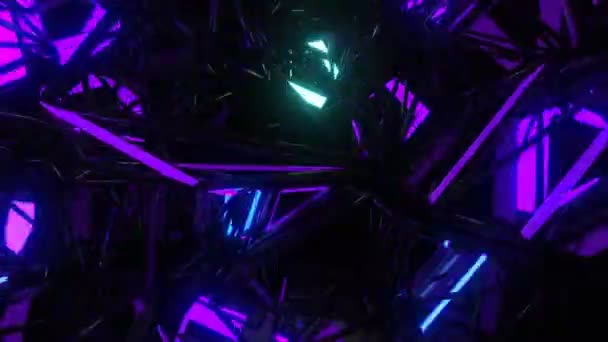Detriti Neon Animazione Visiva Digitale Filmato Effetto Esplosivo Geometrico Geometrico — Video Stock