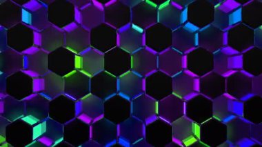 Neon büyüsü dijital görsel animasyon. Başlıklarda, sunumlarda veya VJ kullanımında kullanmak için ideal döngüsüz renksiz geometrik patlayıcı etkisi görüntüsü. 