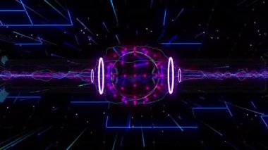 Hareket odası dijital görsel animasyon. Başlıklarda, sunumlarda veya VJ kullanımında kullanmak için ideal döngüsüz renksiz geometrik patlayıcı etkisi görüntüsü. 