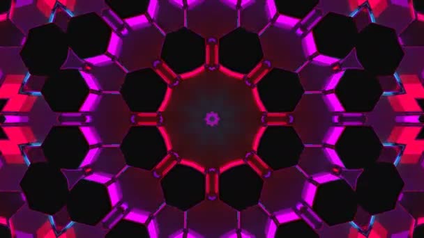 Animación Visual Digital Hexagonal Neón Imágenes Efectos Explosivos Geométricos Abstractos — Vídeos de Stock