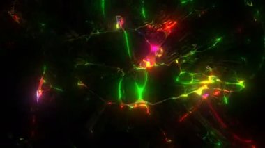 Proto neon dijital görsel animasyon. Başlıklarda, sunumlarda veya VJ kullanımında kullanmak için ideal döngüsüz renksiz geometrik patlayıcı etkisi görüntüsü. 