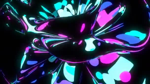 Liquide Néon Animation Visuelle Numérique Images Abstraites Effet Explosif Géométrique — Video