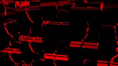 Kırmızı desenli dijital görsel animasyon. Başlıklarda, sunumlarda veya VJ kullanımında kullanmak için ideal döngüsüz renksiz geometrik patlayıcı etkisi görüntüsü. 