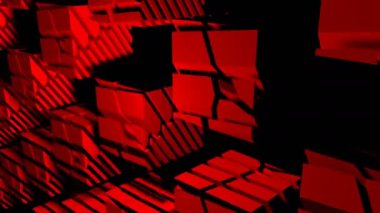 Kırmızı desenli dijital görsel animasyon. Başlıklarda, sunumlarda veya VJ kullanımında kullanmak için ideal döngüsüz renksiz geometrik patlayıcı etkisi görüntüsü. 