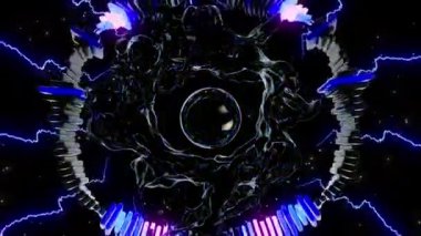 Tepki dijital görsel animasyonu yendi. Başlıklarda, sunumlarda veya VJ kullanımında kullanmak için ideal döngüsüz renksiz geometrik patlayıcı etkisi görüntüsü. 