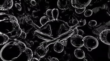 Rahatla dijital görsel dans animasyonu. Başlıklarda, sunumlarda veya VJ kullanımında kullanmak için ideal döngüsüz renksiz geometrik patlayıcı etkisi görüntüsü. 