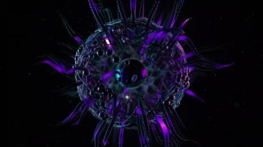 Neon yıldızı dijital görsel animasyon. Başlıklarda, sunumlarda veya VJ kullanımında kullanmak için ideal döngüsüz renksiz geometrik patlayıcı etkisi görüntüsü. 
