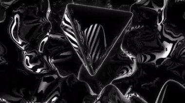 Rahatla dijital görsel dans animasyonu. Başlıklarda, sunumlarda veya VJ kullanımında kullanmak için ideal döngüsüz renksiz geometrik patlayıcı etkisi görüntüsü. 