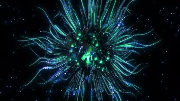 Цифровая Визуальная Анимация Неоновой Звезды Цикл Бесшовных Абстрактных Цветных Геометрических — стоковое видео