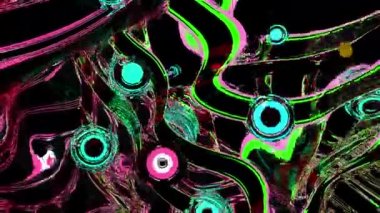 Sıvı dans dijital görsel animasyon. Başlıklarda, sunumlarda veya VJ kullanımında kullanmak için ideal döngüsüz renksiz geometrik patlayıcı etkisi görüntüsü. 