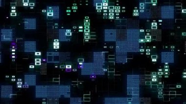 Digital noise digital visual animation. Looped seamless abstract colored geometric explosive effect footage ideal for use in titles, presentations or for VJ use. 
