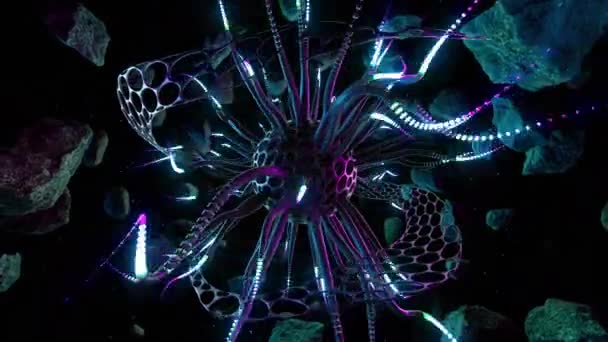 Цифровая Визуальная Анимация Космической Звезды Цикл Бесшовных Абстрактных Цветных Геометрических — стоковое видео