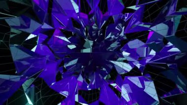 Dans camı dijital görsel animasyon. Başlıklarda, sunumlarda veya VJ kullanımında kullanmak için ideal döngüsüz renksiz geometrik patlayıcı etkisi görüntüsü. 