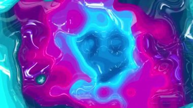 Renkli sıvı dijital görsel animasyon. Başlıklarda, sunumlarda veya VJ kullanımında kullanmak için ideal döngüsüz renksiz geometrik patlayıcı etkisi görüntüsü. 