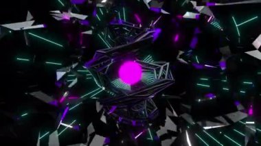 Dans camı dijital görsel animasyon. Başlıklarda, sunumlarda veya VJ kullanımında kullanmak için ideal döngüsüz renksiz geometrik patlayıcı etkisi görüntüsü. 