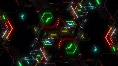 Dans desenli dijital görsel animasyon. Başlıklarda, sunumlarda veya VJ kullanımında kullanmak için ideal döngüsüz renksiz geometrik patlayıcı etkisi görüntüsü. 