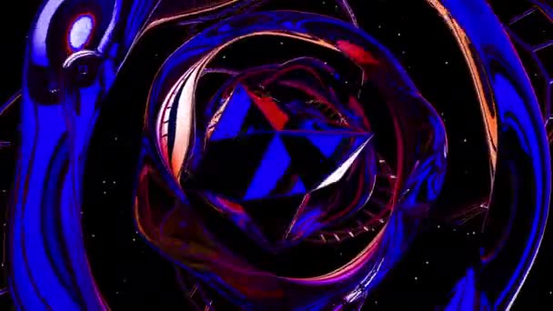 Зеркальная Неоновая Цифровая Визуальная Анимация Цикл Бесшовных Абстрактных Цветных Геометрических — стоковое видео