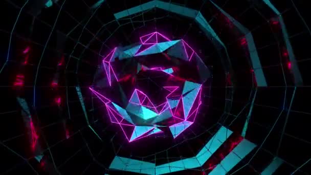 Mirror Neon Digital Visual Animation Looped Seamless Abstract Colored Geometric — Vídeos de Stock