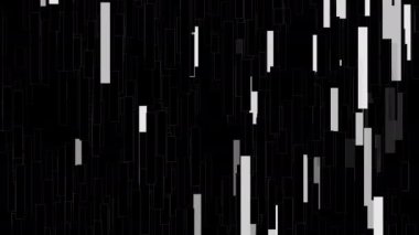 Monokrom desenli dijital görsel animasyon. Başlıklarda, sunumlarda veya VJ kullanımında kullanmak için ideal döngüsüz renksiz geometrik patlayıcı etkisi görüntüsü. 