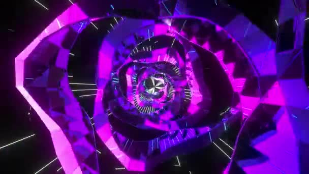 Neon Flower Digital Visual Animation Looped Seamless Abstract Colored Geometric — Vídeo de Stock
