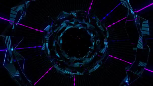 Magische Neon Digitale Visuele Animatie Naadloze Abstracte Gekleurde Geometrische Explosieve — Stockvideo