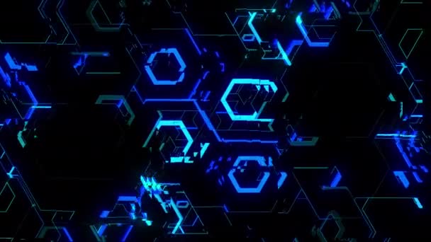 Neon Figures Digital Visual Animation Looped Seamless Abstract Colored Geometric — Wideo stockowe