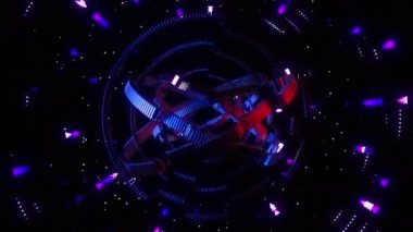 Beat space digital visual animation. Looped seamless abstract colored geometric explosive effect footage ideal for use in titles, presentations or for VJ use. 