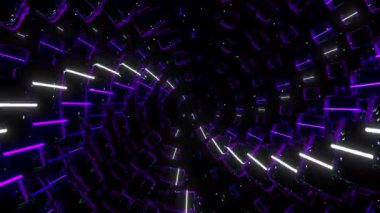 Neon leds digital visual animation. Looped seamless abstract colored geometric explosive effect footage ideal for use in titles, presentations or for VJ use. 
