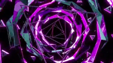 Neon collider digital visual animation. Looped seamless abstract colored geometric explosive effect footage ideal for use in titles, presentations or for VJ use. 
