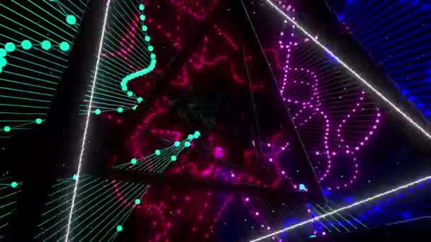 Neon Pulsation Digital Visual Animation Looped Seamless Abstract Colored Geometric — Stock videók