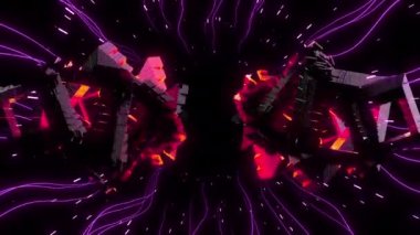 3D Pulse digital visual animation. Looped seamless abstract colored geometric explosive effect footage ideal for use in titles, presentations or for VJ use. 
