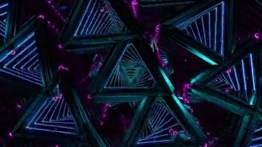 Neon reflex digital visual animation. Looped seamless abstract colored geometric explosive effect footage ideal for use in titles, presentations or for VJ use. 
