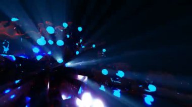 Kozmik ışınlar dijital görsel animasyon. Başlıklarda, sunumlarda veya VJ kullanımında kullanmak için ideal döngüsüz renksiz geometrik patlayıcı etkisi görüntüsü. 