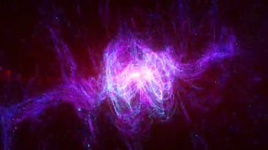 Parçacık hareketi dijital görsel animasyon. Başlıklarda, sunumlarda veya VJ kullanımında kullanmak için ideal döngüsüz renksiz geometrik patlayıcı etkisi görüntüsü. 