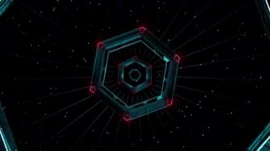 Mega nabız dijital görsel animasyon. Başlıklarda, sunumlarda veya VJ kullanımında kullanmak için ideal döngüsüz renksiz geometrik patlayıcı etkisi görüntüsü. 