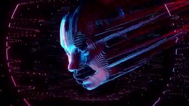 Siber çekirdek dijital görsel animasyon. Başlıklarda, sunumlarda veya VJ kullanımında kullanmak için ideal döngüsüz renksiz geometrik patlayıcı etkisi görüntüsü. 