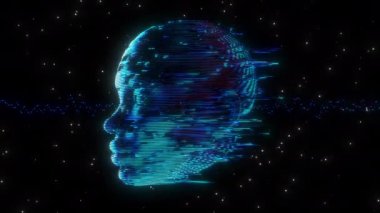 Siber çekirdek dijital görsel animasyon. Başlıklarda, sunumlarda veya VJ kullanımında kullanmak için ideal döngüsüz renksiz geometrik patlayıcı etkisi görüntüsü. 