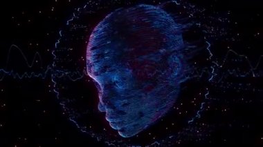 Siber çekirdek dijital görsel animasyon. Başlıklarda, sunumlarda veya VJ kullanımında kullanmak için ideal döngüsüz renksiz geometrik patlayıcı etkisi görüntüsü. 