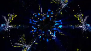 Nabız böceği dijital görsel animasyon. Başlıklarda, sunumlarda veya VJ kullanımında kullanmak için ideal döngüsüz renksiz geometrik patlayıcı etkisi görüntüsü. 