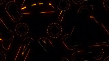 Neon arızası dijital görsel animasyon. Başlıklarda, sunumlarda veya VJ kullanımında kullanmak için ideal döngüsüz renksiz geometrik patlayıcı etkisi görüntüsü. 