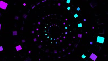Neon tempo dijital görsel animasyon. Başlıklarda, sunumlarda veya VJ kullanımında kullanmak için ideal döngüsüz renksiz geometrik patlayıcı etkisi görüntüsü. 