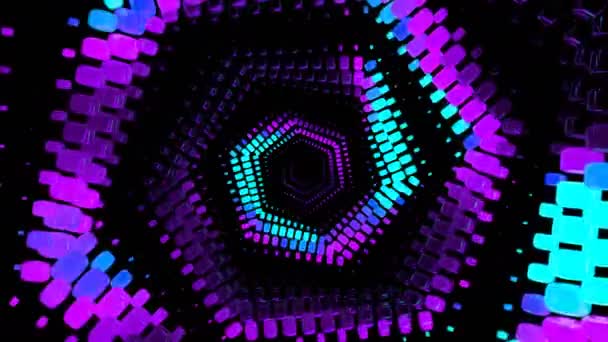 Neon Tempo Digitale Visuelle Animation Nahtlose Abstrakte Farbige Geometrische Effekte — Stockvideo