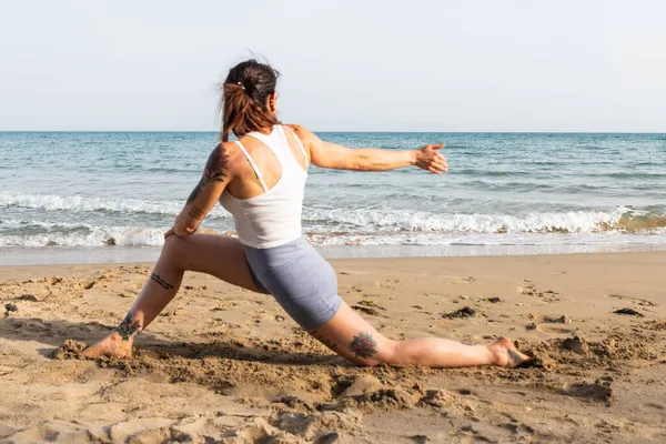 Ashwa Sanchalanasana Pose Part Yoga Course Photography — Stock Photo, Image
